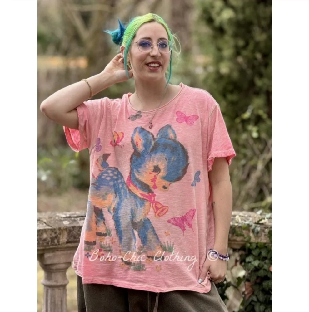 NWT Magnolia Pearl Cotton  Tee My Pet in Azalea one size fits most